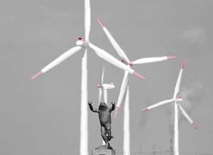 風力発電機とももさだガエル